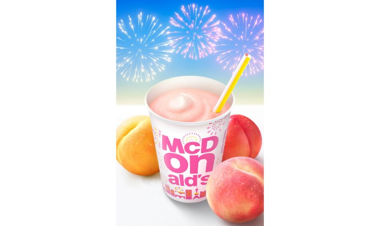 使用大量桃子的「麥當勞奶昔 加入3種桃子」日本限定發售 日本麥當勞、