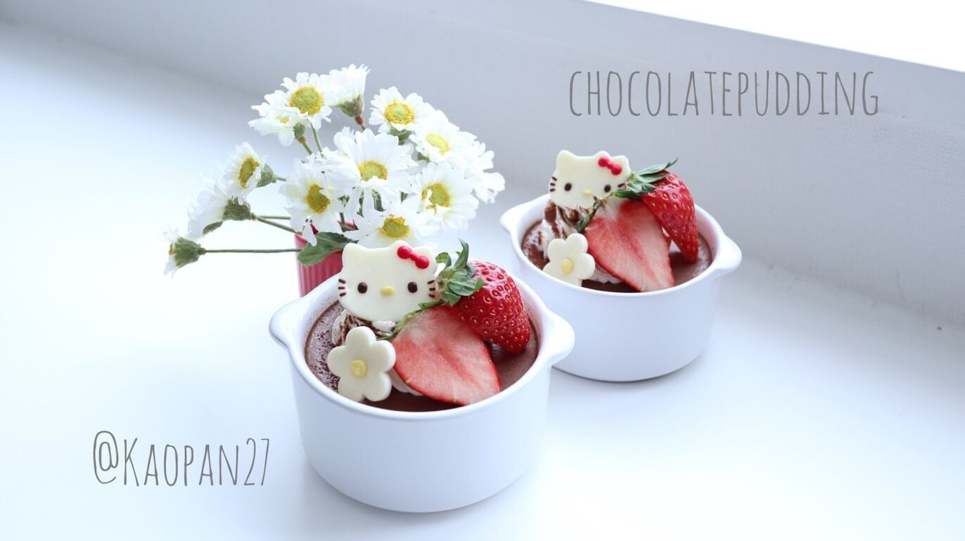 超簡單的“角色餐點”食譜介紹！「Kitty巧克力布丁」 凱蒂猫、情人節、甜點、食譜、